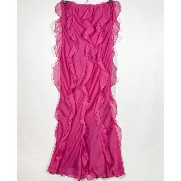 Mabel Dresses & Skirts - MABLE Hot Pink Bodycon Tube Maxi Dress Endless Ruffle Sheer Lined MSRP $90